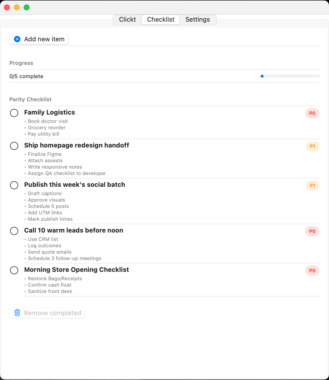 Checklist 1